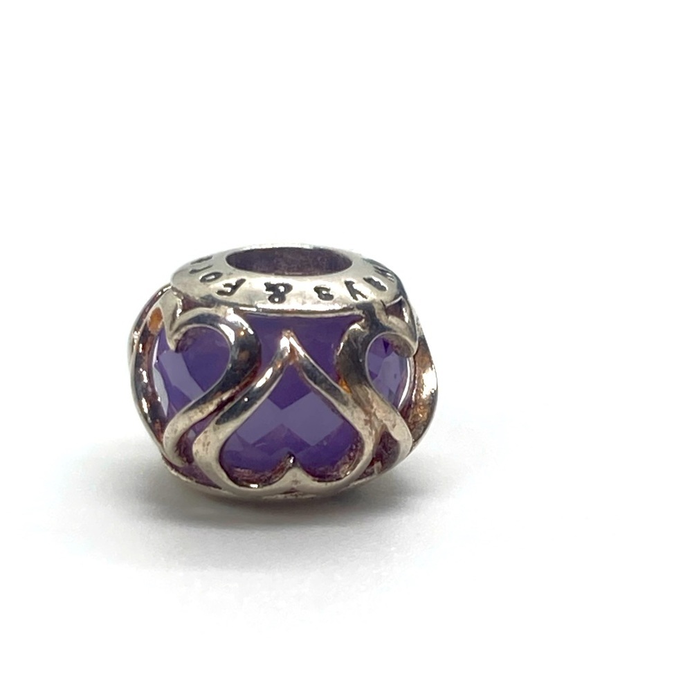 Persona 925 Sterling Silver Rose Gold Tone  Purple Crystal Heart Charm Bead